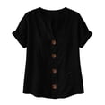 thumbnail image 5 of Guluxicc Button Up Shirt Women Short Sleeve Cotton Button Front Solid Color Casual Summer Outdoor Wear Trendy Tops, 5 of 7