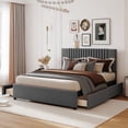 thumbnail image 2 of BTMWAY Queen Storage Bed Frame with 4 Drawers, Linen Fabric Upholstered Platform Bed with Classic Headboard, No Box Spring Needed, Queen Size Bed Frame for Adults, Holds 500lbs, Gray, 2 of 8