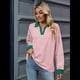 thumbnail image 5 of Sudaderas A Rayas de Talla Grande para Mujer, de Larga, con Cuello de Solapa, Informales, Suaves, Tipo Pulóver, Camisetas Rosa XL, 5 of 10