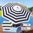 thumbnail image 3 of Abba Patio 9ft Outdoor Patio Umbrella w/ Push Button Tilt and Crank, 8 Ribs, Black & White Stripe, 3 of 6