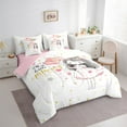 thumbnail image 3 of Manfei Fairy Tale Princess Bedding Comforter Set 7-Piece for Teen, Romantic Love Heart King Bedding Sets, Stars Cloud Print Reversible Bed Sheets, Microfiber Bedroom Decor, 3 of 7