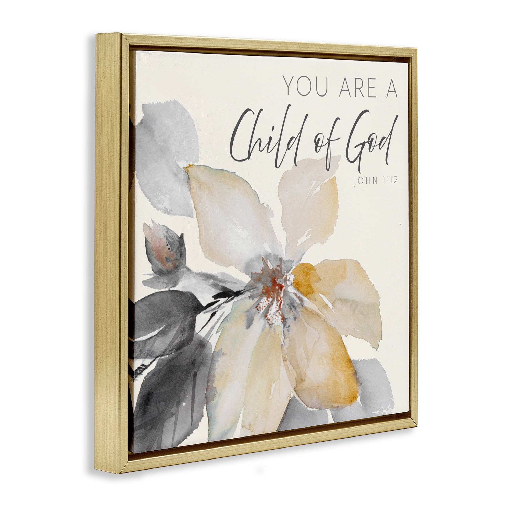 Stupell Industries Child Of God Flower Gold Framed Floater Canvas Wall Art, design by Lanie Loreth