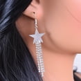 thumbnail image 5 of Silver Elegant Star Earrings for Women Rhinestone Dangle Jewelry Lightweight Fashion Accessories Trendy Party Wear, 5 of 5