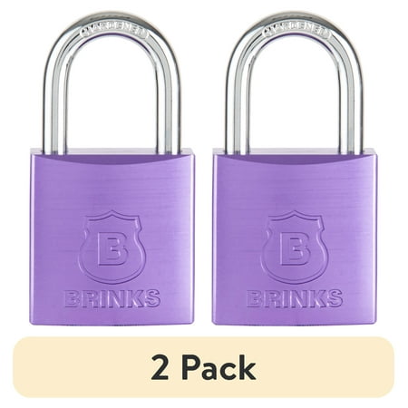 (2 pack) Brinks 38mm Purple Anodized Aluminum Solid Body Padlock with 1in Shackle