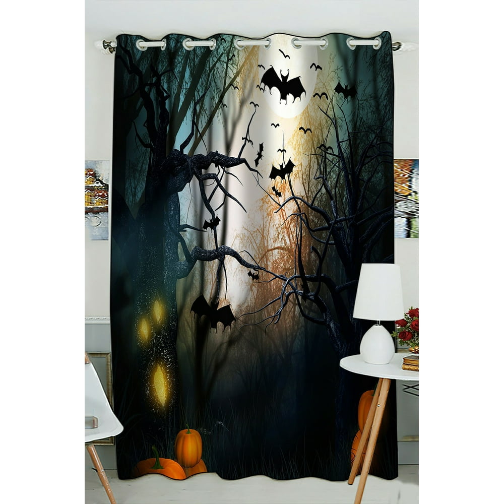 ECZJNT Scary Halloween Blackout Window Curtain Drapery One Panel 52x84