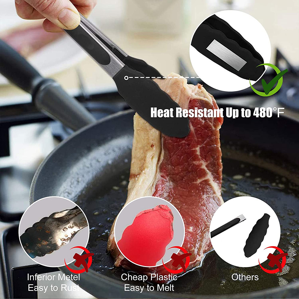 Swtroom 3-Piece Silicone Kitchen Tongs Set photo 5