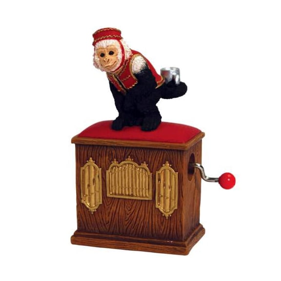 Witty Monkey with Fez on Organ Grinder Hand Cranked Musical Figurine