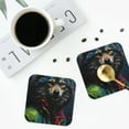 thumbnail image 4 of Honeii Vintage Wolf Warrior print Leather Coaster Set of 4, ideal for safeguarding your furniture from drinks spills and effortless cleanup-Square, 4 of 6
