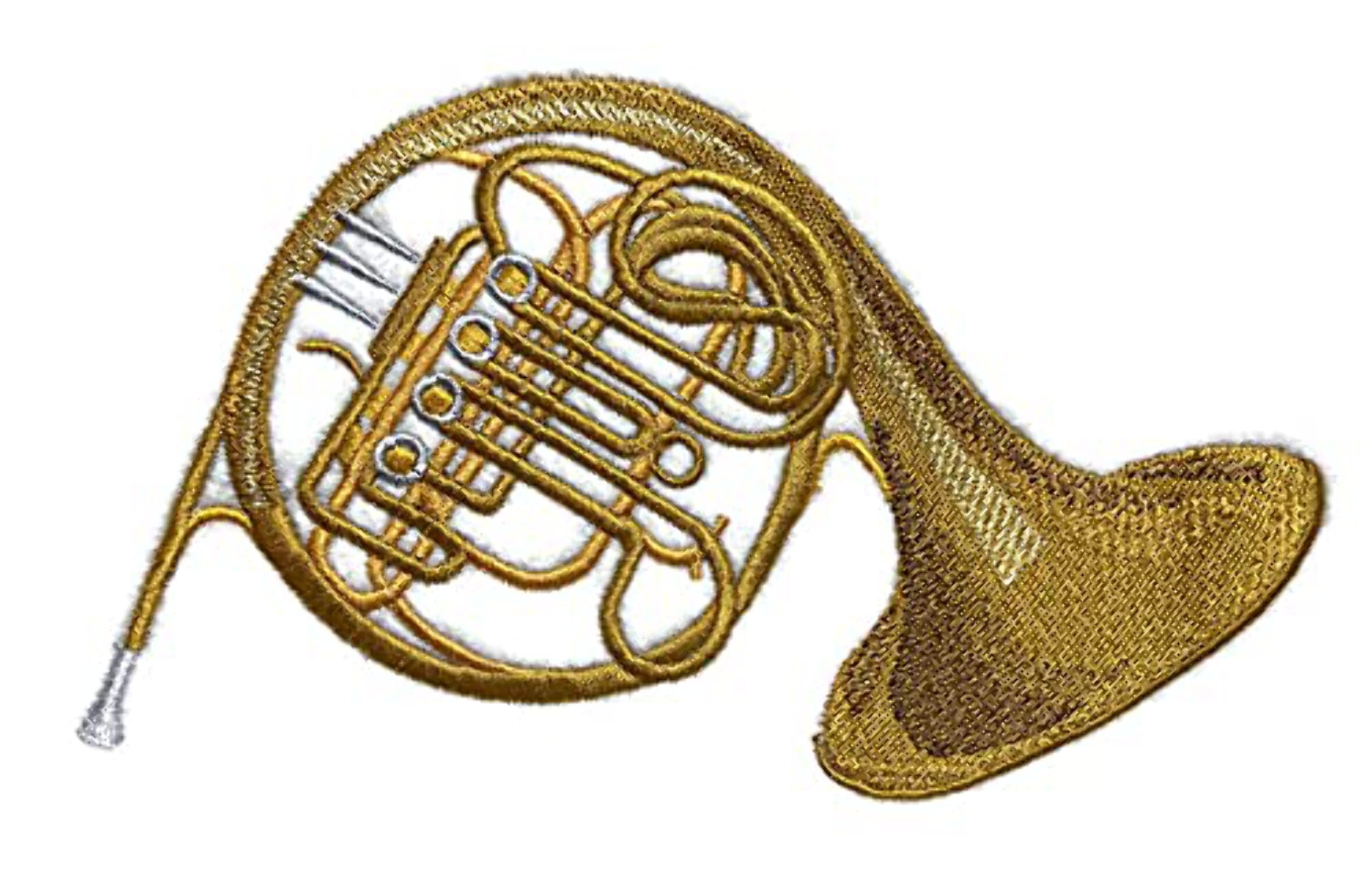 Beyond Vision Mall Musical Instruments [ French Horn ][Custom and Unique] Embroidered Iron on/Sew Patch [ 4.4 inch (w) x7.1 inch (h)] [Made in USA], Grey, black, White,brown