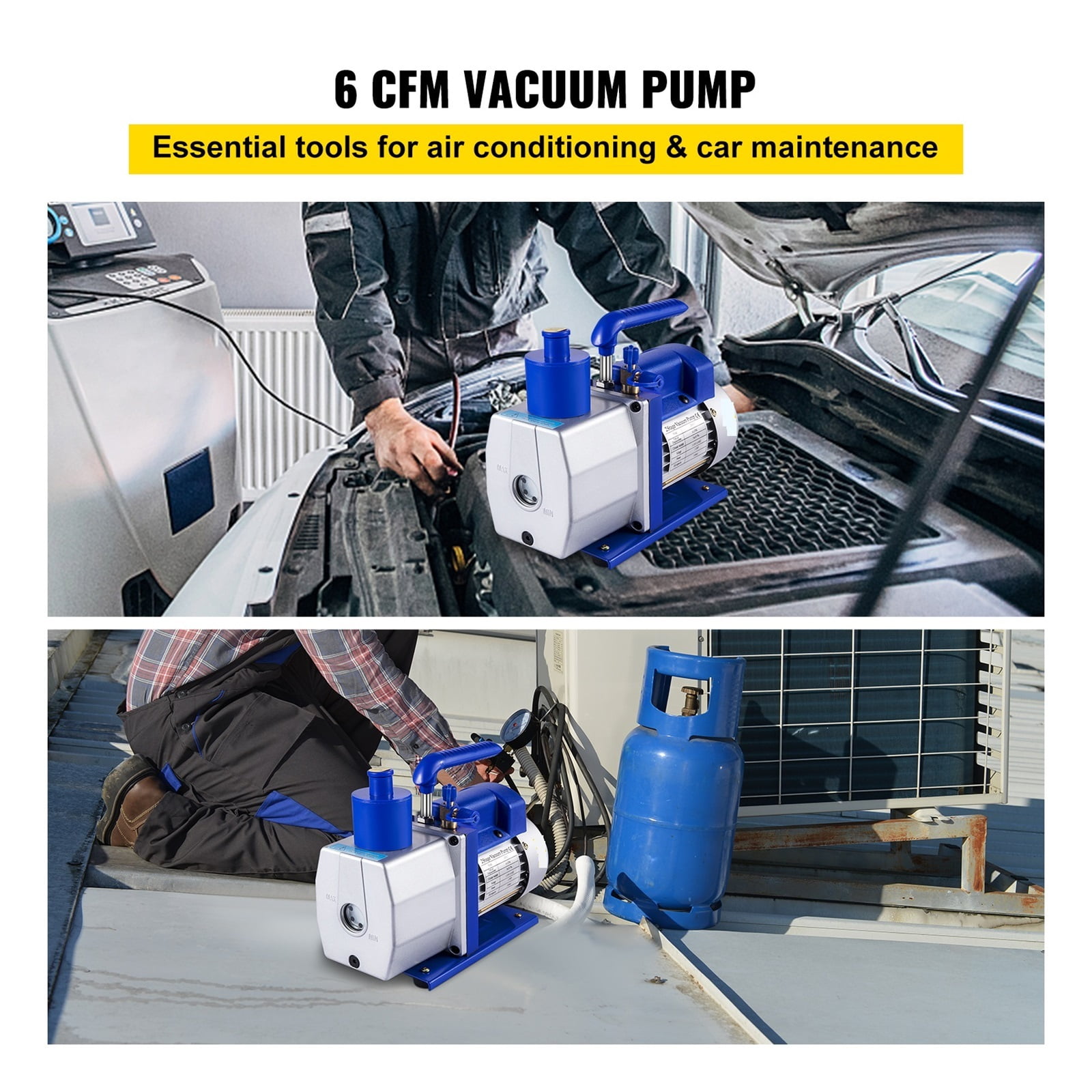 Refrigerant Vacuum Pump 6CFM-10CFM Double Stage HVAC For Household Air Conditioning Cleaning Auto Repair Vacuum Packaging ,Outstanding Oil Inlet System