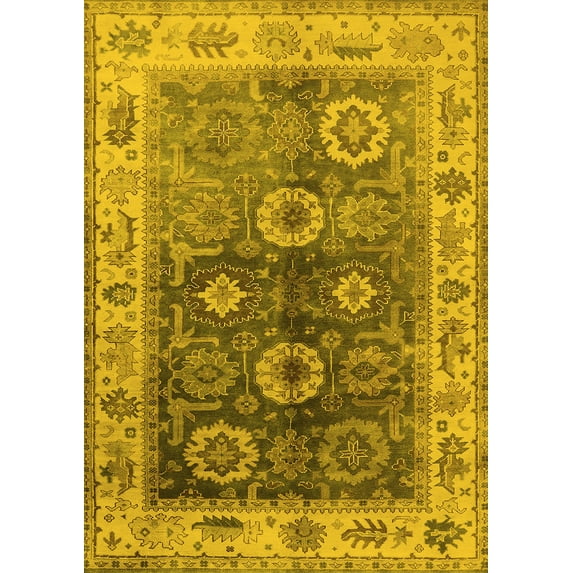 Ahgly Company Indoor Rectangle Oriental Yellow Industrial Area Rugs, 4' x 6'