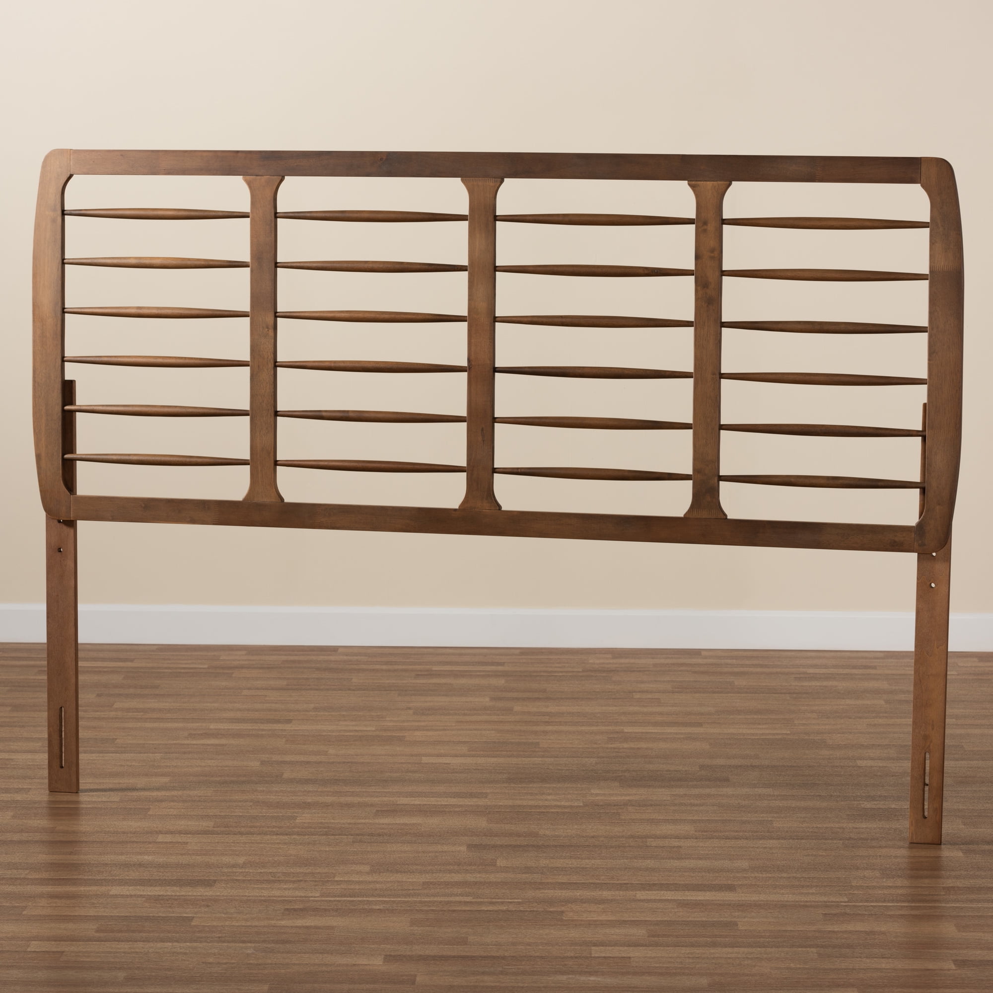 Baxton Studio Carolyn Mid-Century Back Support Rubberwood Headboard, King, Ash Walnut