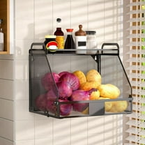 Hanging Fruit Basket for Kitchen, Kitchen Organizers and Storage Potato Onion Storage Wall Storage Baskets Pantry Black