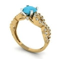thumbnail image 2 of Clara Pucci 14K Yellow/White Gold Solid Gold Turquoise Solitaire with Accents Anniversary Ring for Women - 1.42 cttw Round Cut, 2 of 8