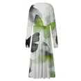 thumbnail image 4 of Women's Autumn Winter Casual Fashion V-Neck Long-sleeved Gradient (Floral) Print Long Dress, Light Green, Size XL, 4 of 4