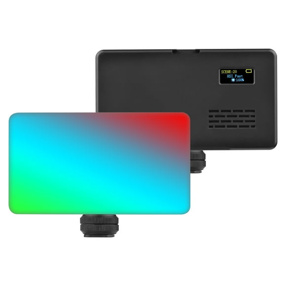 Pocket RGB Video Light LED Fill Light 2500K-9000K Dimmable 20 Lighting Effects Built-in Battery with Cold Shoe Mount Adapter for Vlog Selfie Live Streaming Video Conference Lighting