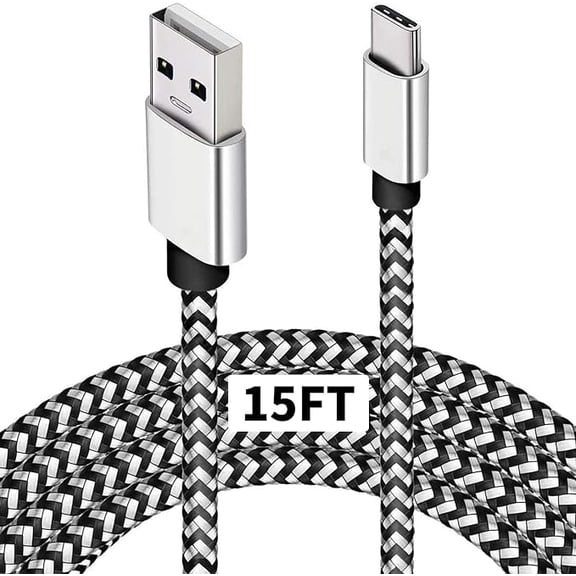 Type C Charger Cable,15FT Long USB A to C Cable | Compatible with Pixel 4 XL, S10 S9, Note 10, Braided Charging Fits Nintendo Switch MacBook Wall Charger