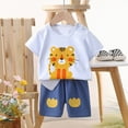 thumbnail image 2 of TOWED22 Kids Toddler Baby Girls Boys Outfits 2 Piece Trendy Print Short Sleeve Round Neck T-Shirt and Relaxed Fit Shorts Sets Clothes(White,9-18 M), 2 of 4