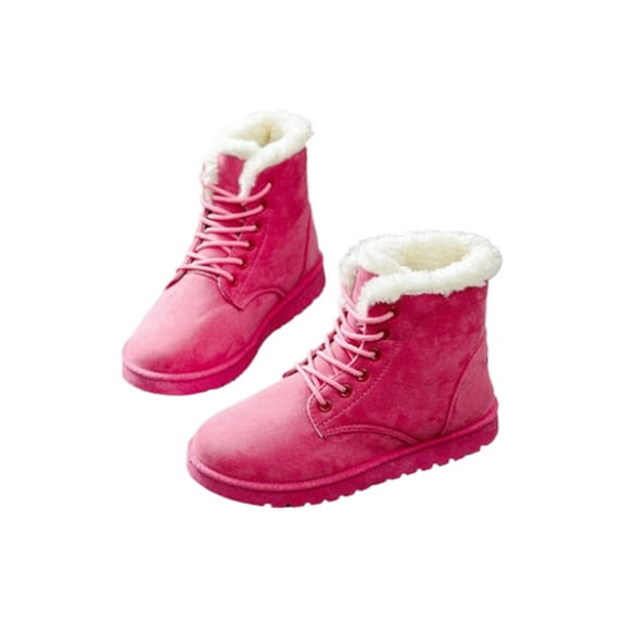 Colisha Womens Casual Lace Up Warm Boot Outdoor Comfort Ankle Bootie Walking Snow Boots Pink 6.5