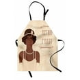 thumbnail image 1 of Pin up Girl Apron, Flapper Style Teenage Girl with Vintage Long Pearl Necklace, Unisex Kitchen Bib with Adjustable Neck for Cooking Gardening, Adult Size, Chocolate Beige, by Ambesonne, 1 of 4