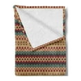 thumbnail image 2 of Ethnic Soft Flannel Fleece Throw Blanket, Seamless Pattern with Motifs Horizontal Stripes, Cozy Plush for Indoor and Outdoor Use, 50" x 60", Turquoise Burgundy, by Ambesonne, 2 of 5