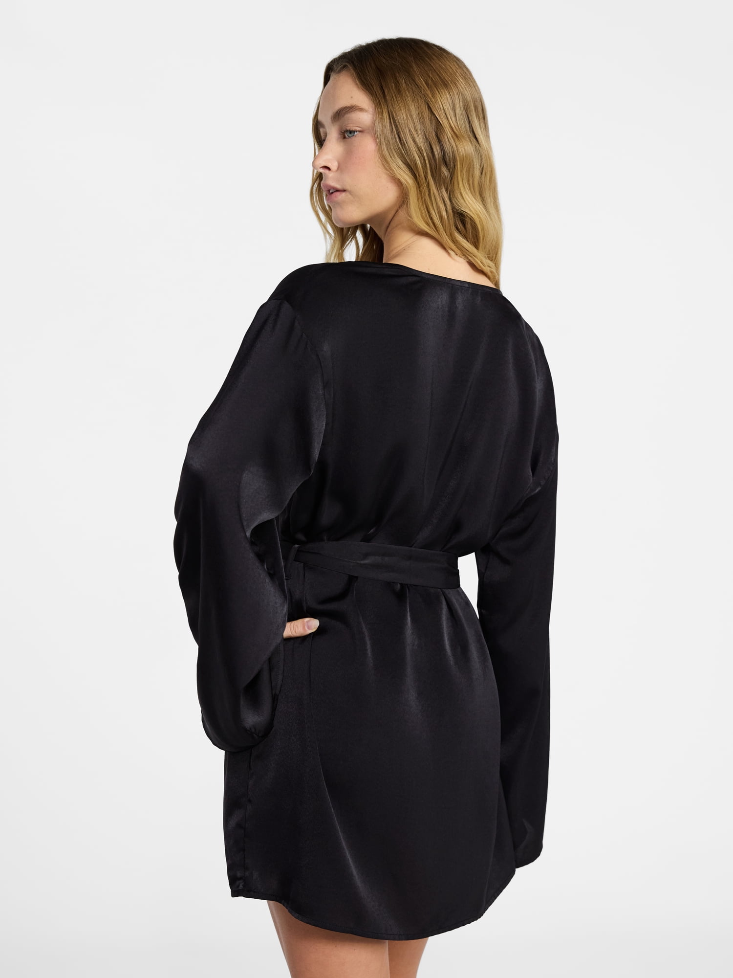 No Boundaries Sleepwear Satin Robe, Women's XS-XXL