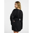 thumbnail image 4 of No Boundaries Sleepwear Satin Robe, Women's XS-XXL, 4 of 6