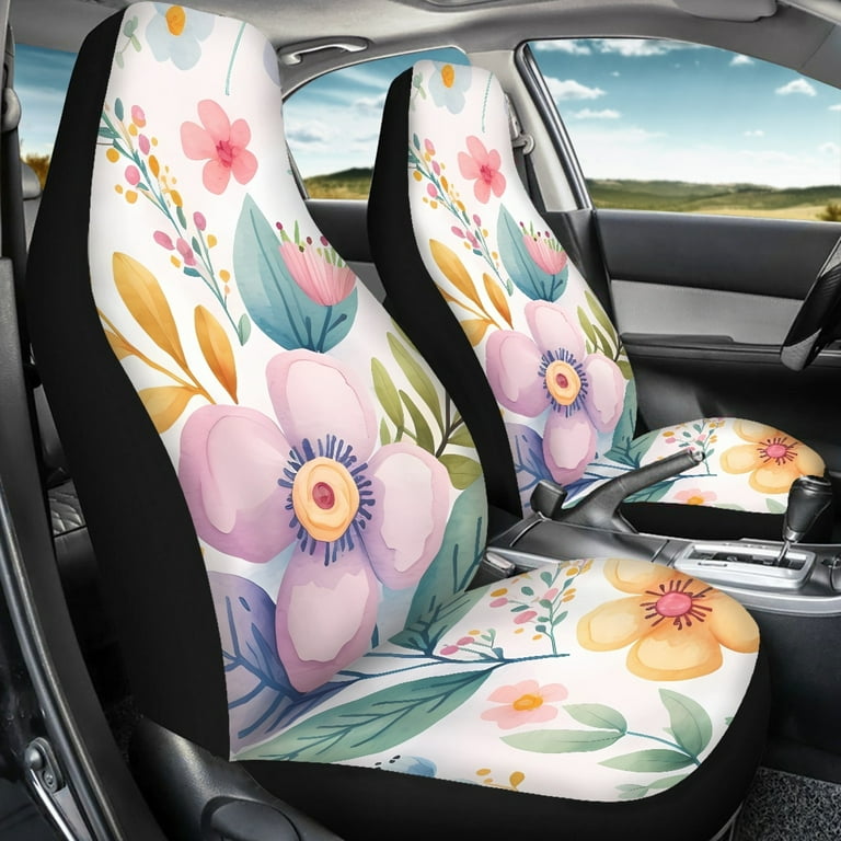 Vodetik Store Floral Car Seat Covers Front Seats Only Universal Fit Front Bench Protection Auto Seat Covers