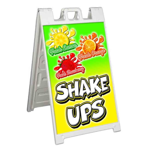 Lemon Orange Strawberry Shake Ups (24" X 36") Standard A-Frame Signicade, Includes Decal Applied To Stand