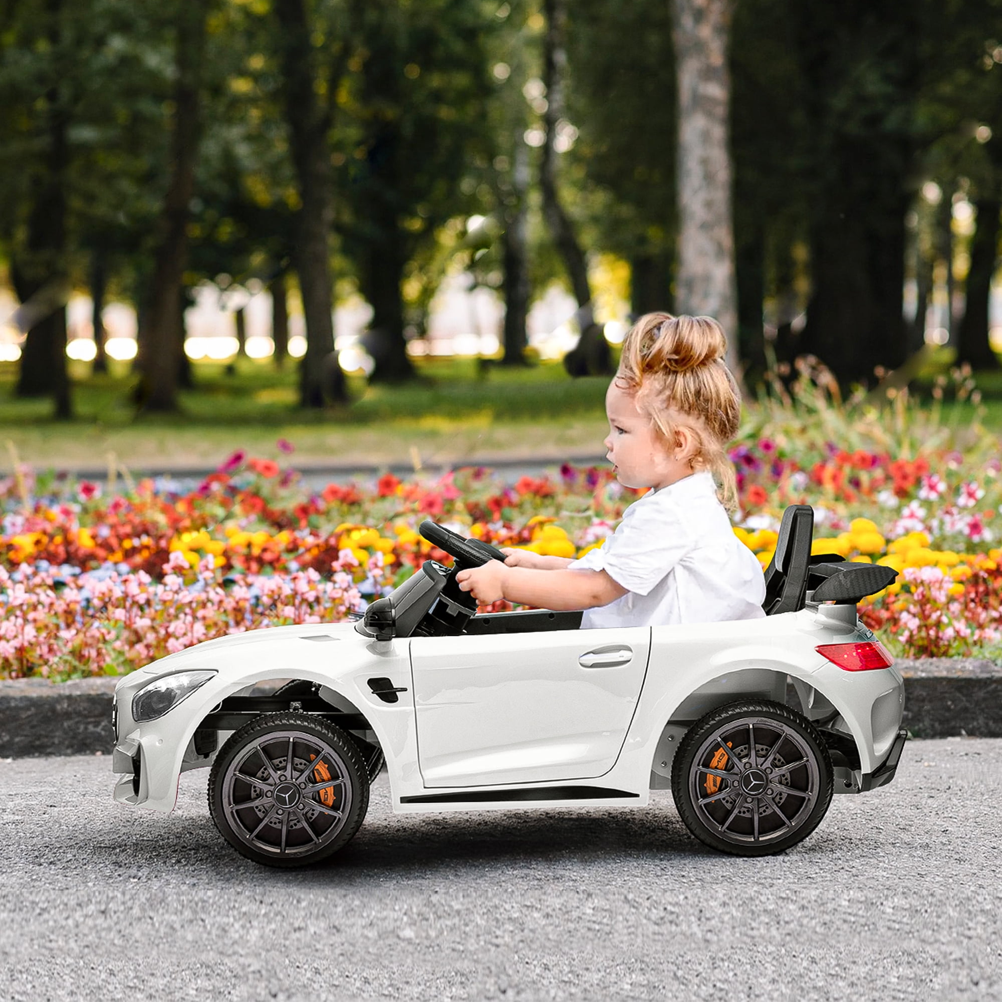 Kepooman Dual Drive 12V 4.5Ah Electric Kids Toy with 2.4G Remote Control Mercedes-Benz Sports Car, White kids ride on Kepooman Dual Drive 12V 4.5Ah Electric Kids Toy with 2.4G Remote Control Mercedes-Benz Sports Car, White kids ride on