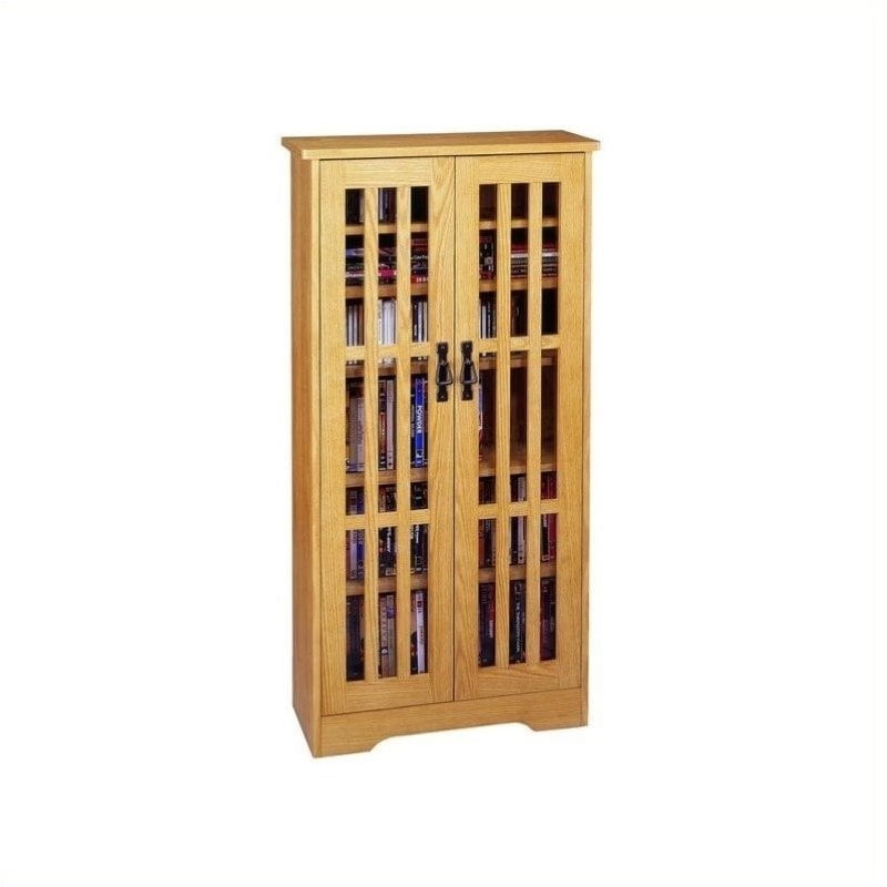 Pemberly Row 48" Tall CD DVD Wall Media Storage in Oak