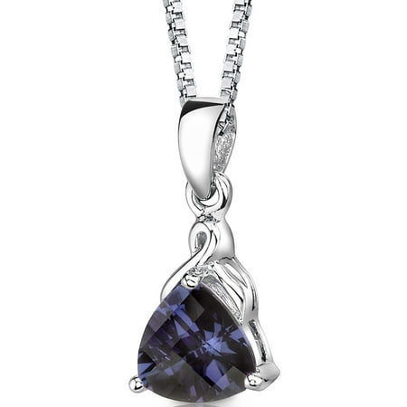 - 3.00 Carat T.G.W. Trillion Cut Created Alexandrite Rhodium over Sterling Silver Pendant, 18