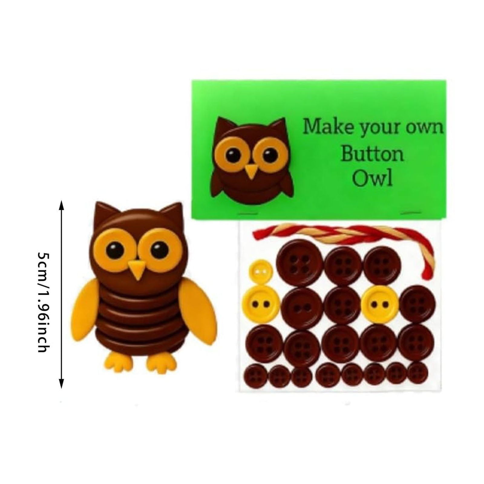 DIY Button Animal Craft Kit, Funny Christmas Button Ornament Decor Kit, Unique Animal Theme Three-Dimensional Hanging Decoration, DIY Animal Buttons Ornament, Gift for Craft Lover (5PCS)