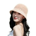 thumbnail image 5 of Skymirror Women Beach Hat Knitted Hollow Out Patchwork Stripes Crochet Floppy Top Summer Hats Outdoor Supply, 5 of 8
