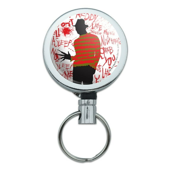 A Nightmare on Elm Street Freddy Heavy Duty Metal Retractable Reel ID Badge Key Card Tag Holder with Belt Clip
