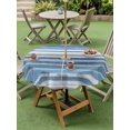 thumbnail image 5 of Outdoor Tablecloth with Umbrella Hole, Blue Nordic Style Stripes Spillproof Waterproof Outdoor Table Cover, Blue Gray Texture Patio Tablecloths for Party/Garden/Picnic, Round 54 inch, 5 of 9