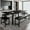 Black, variant on iPormis 5-Piece Dining Table Set for 4-8 People, Extendable Kitchen Table Set with 2 Benches and 2 Square Stools, Black