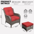 thumbnail image 3 of Meetleisure 6 Piece Wicker Patio Furniture Set, Rattan Chairs with Ottomans, High Back, Deep Seating, Wide Armrest, Thick Cushions for Deck Porch, Red, 3 of 9