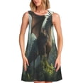 thumbnail image 1 of Easygdp Forest Stone-Colored Dragon para Vestido Transpirable de Mujer, Vestido Suelto de Manga Corta con Pliegues y Bolsillos para el Verano, 1 of 7