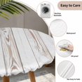 thumbnail image 3 of White Wood Grain Round Tablecloth for 45-54 Inch Tables, Fitted Table Cover with Elastic Edge, Country Farmhouse Wooden Plank Waterproof Outdoor Table Cloth Protector for Patio Garden Dinner Picnic, 3 of 9