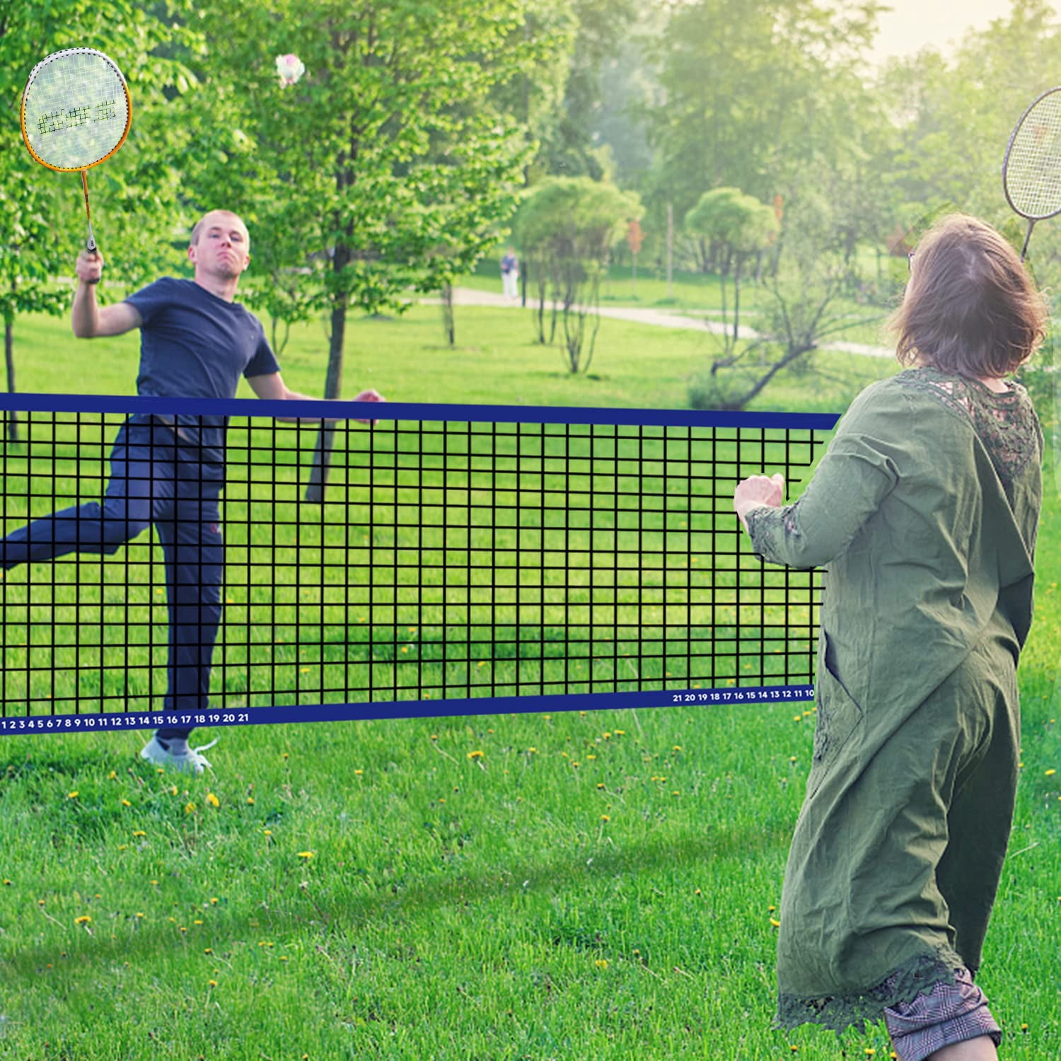 Outdoor Yard Net Game Set For Backyards  Parks Beach Lawn. Volleyball Badminton Or Combo Available
