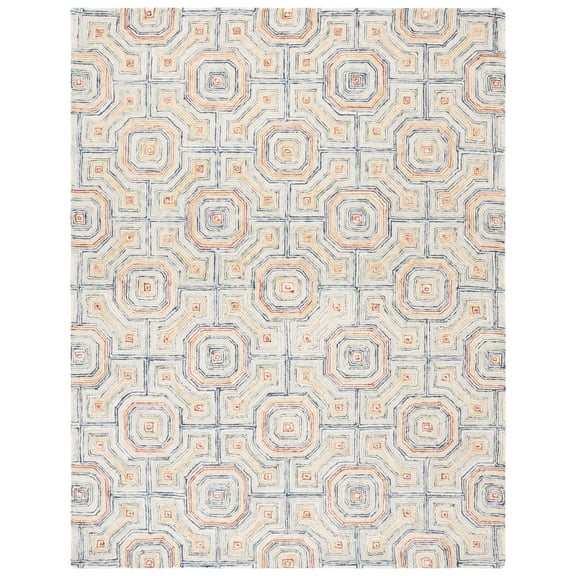 SAFAVIEH Aspen Ermintrude Colorful Geometric Wool Area Rug, Ivory/Blue, 10' x 14'