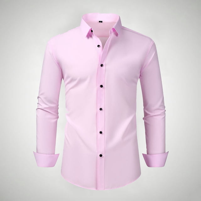 Blusa y camisa de manga larga con cuello vuelto para hombre, estilo informal, a la moda, con botones y solapa, transpirable, de poliéster