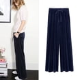 thumbnail image 3 of Pantalones anchos de terciopelo dorado para mujer, pantalones holgados de talle alto de talla grande para mujer, pantalones casuales ajustados Jin Fat Sister 200, 3 of 6