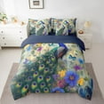 thumbnail image 2 of Feelyou Cartoon Peacock Women Bedding Comforter Set 7pcs, Sprint Butterfly Flower Queen Bedding Sets, Animal Theme Reversible Queen Sheet Sets, Super Cozy Room Decor, 2 of 7