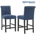 thumbnail image 3 of Blue Fabric Upholstered Counter Height Barstool Dining Chairs with Button-Tufted , Set of 2, 3 of 6