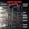 thumbnail image 6 of Mikolo Smith Machine with 230LBS Weight Plates & Weight Bench & Barbell, 2000LBS Power Cage Squat Rack with Smith Bar, Two LAT Pull-Down Systems, for Home Gym, 6 of 15