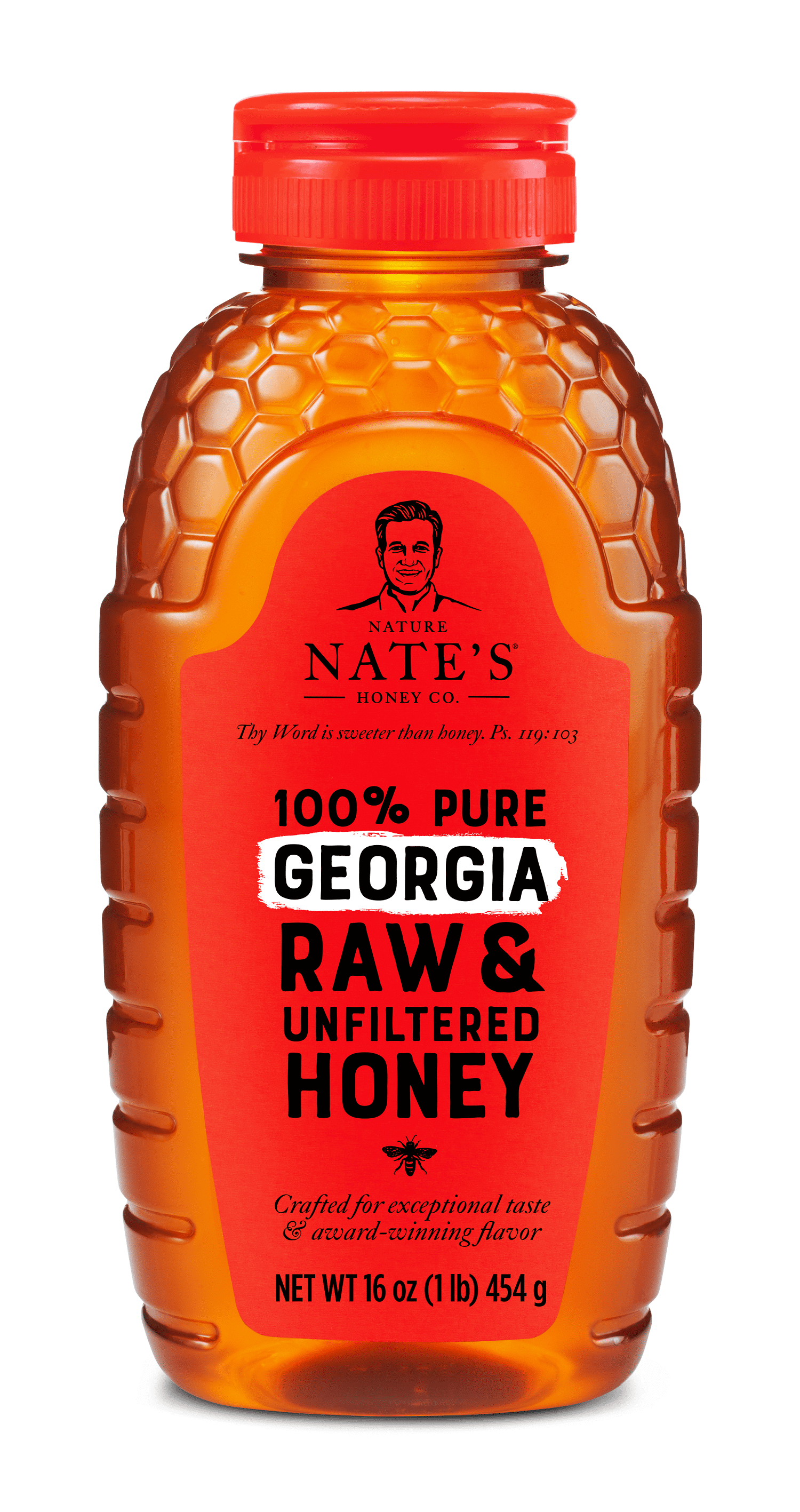 Nature Nate's Georgia Honey: 100% Pure, Raw and Unfiltered Honey - 16 fl oz
