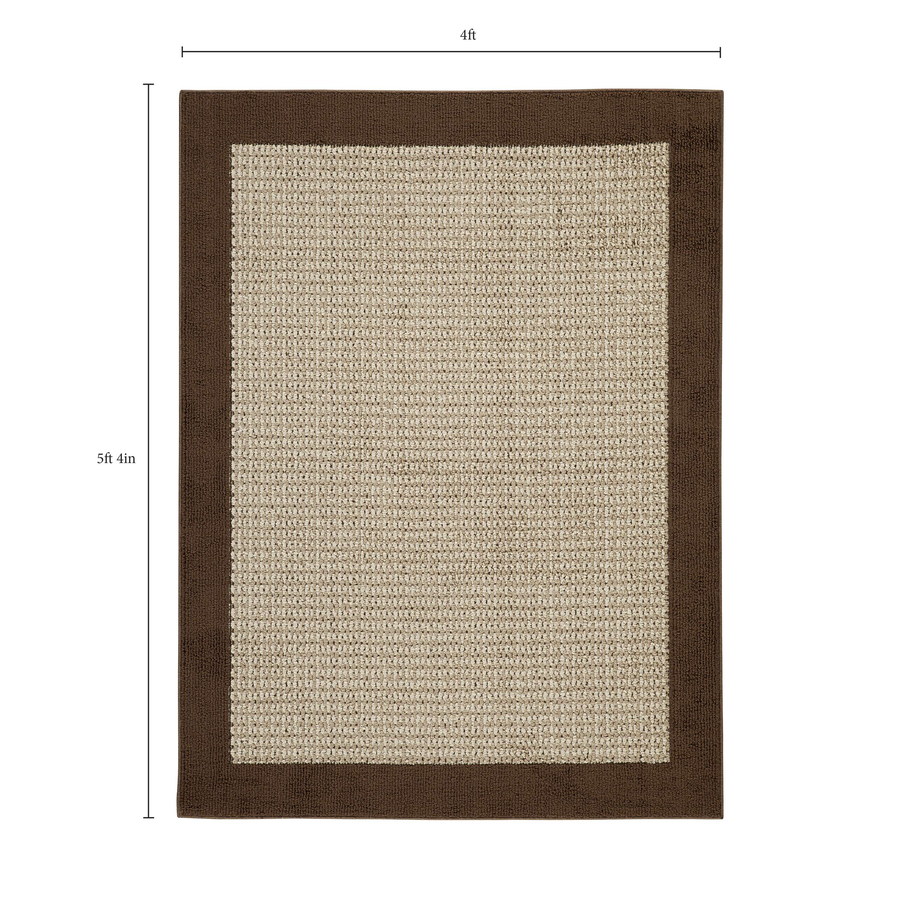 Mainstays Farmhouse Faux Sisal Olefin Brown Border Indoor Area Rug, 4'x5'4"