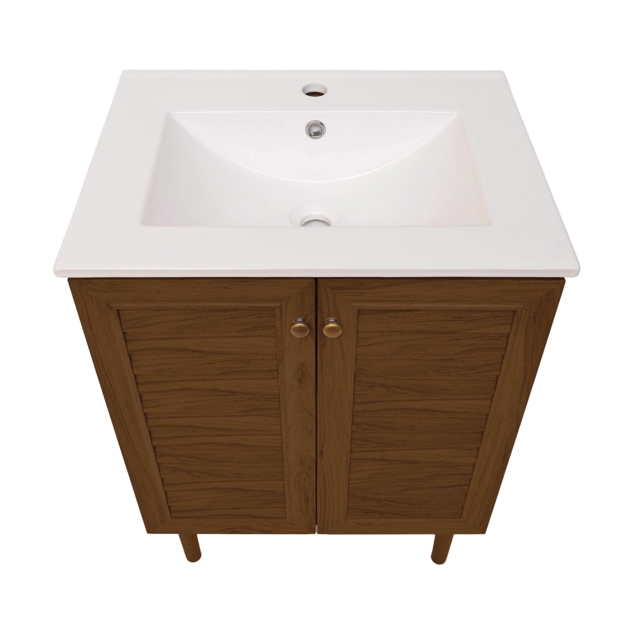 Bron 24" Freestanding Bathroom Vanity in Brown Oak with Sink Top